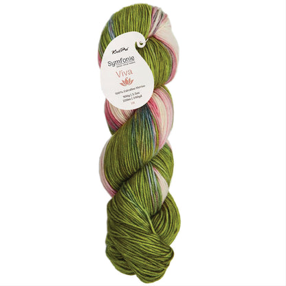 Skein of Symfonie Viva DK merino yarn in Summer Romance