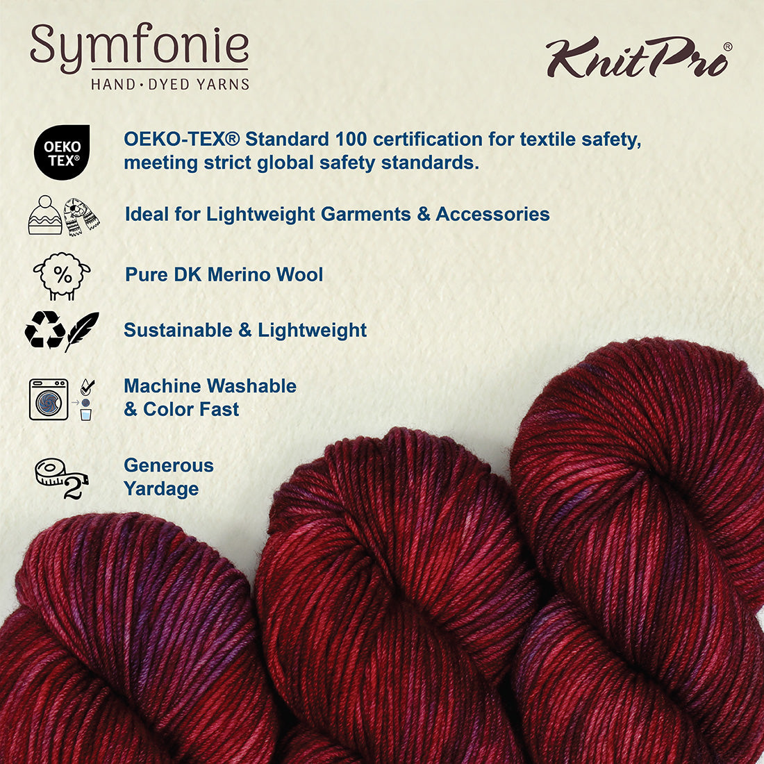 Skein of Symfonie Viva merino DK yarn in Valentine shade