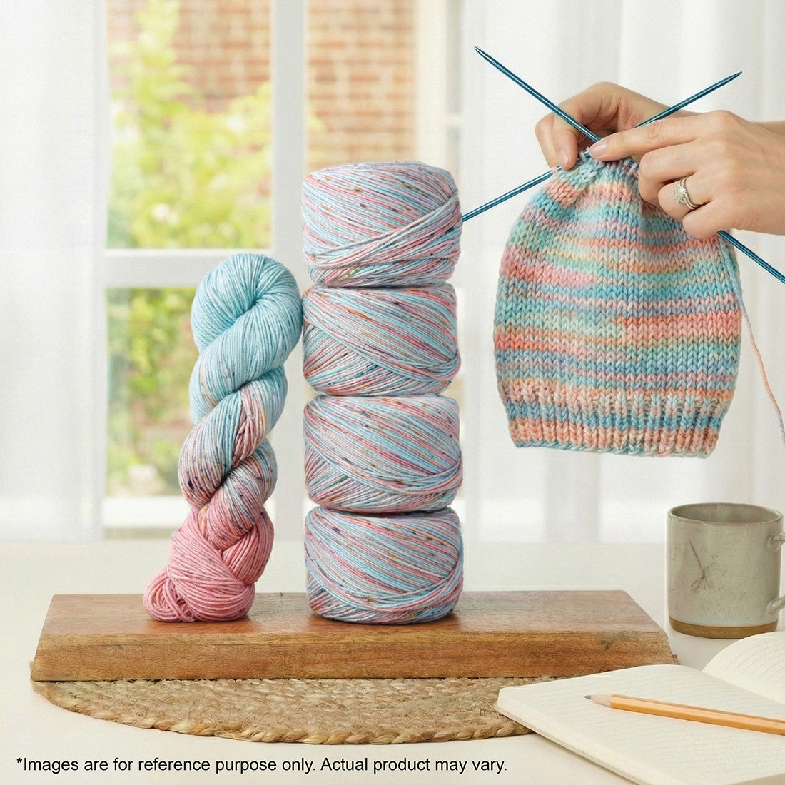 Skein of Symfonie Viva DK merino yarn in Bonnie Blooms