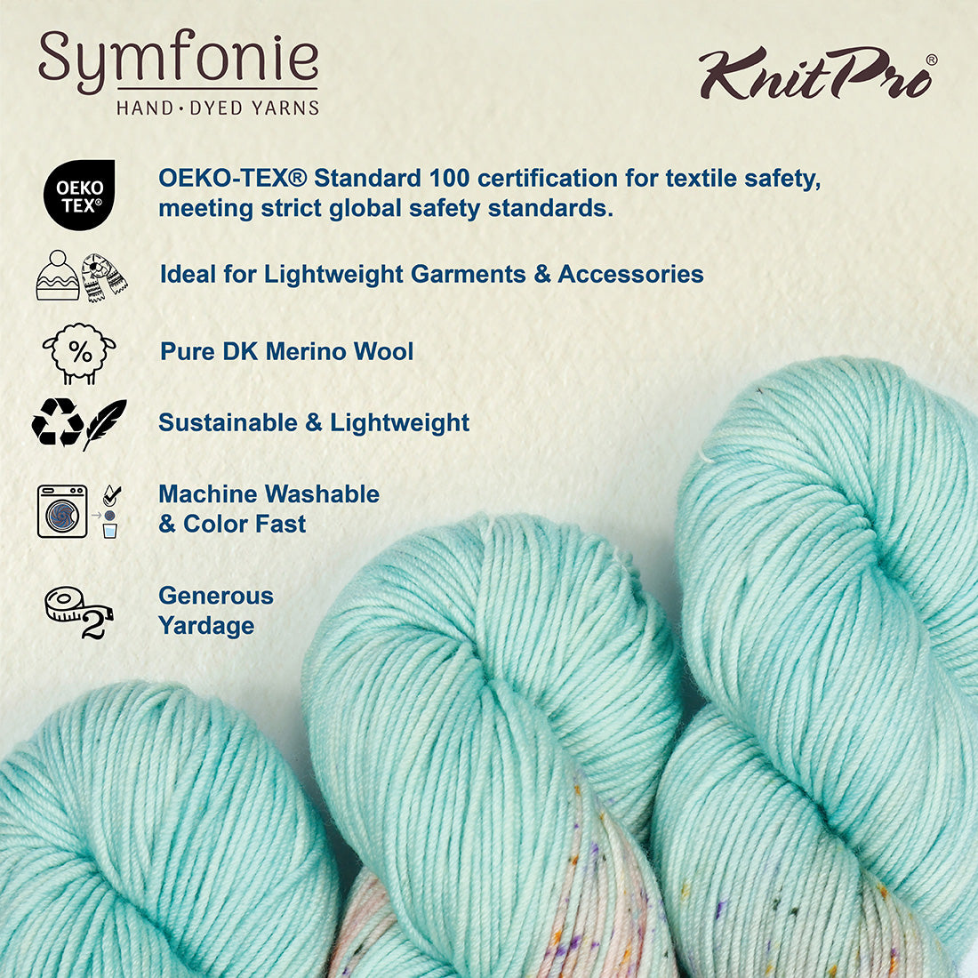 Skein of Symfonie Viva DK merino yarn in Bonnie Blooms