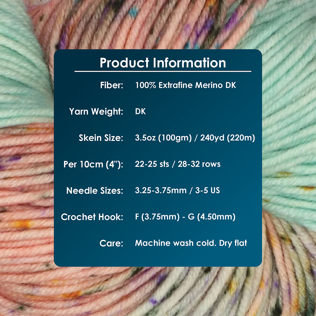 Skein of Symfonie Viva DK merino yarn in Bonnie Blooms