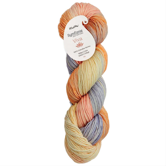 Skein of Symfonie Viva DK merino yarn in Beach House