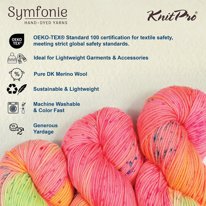 Skein of Symfonie Viva DK merino yarn in Galaxy Glow