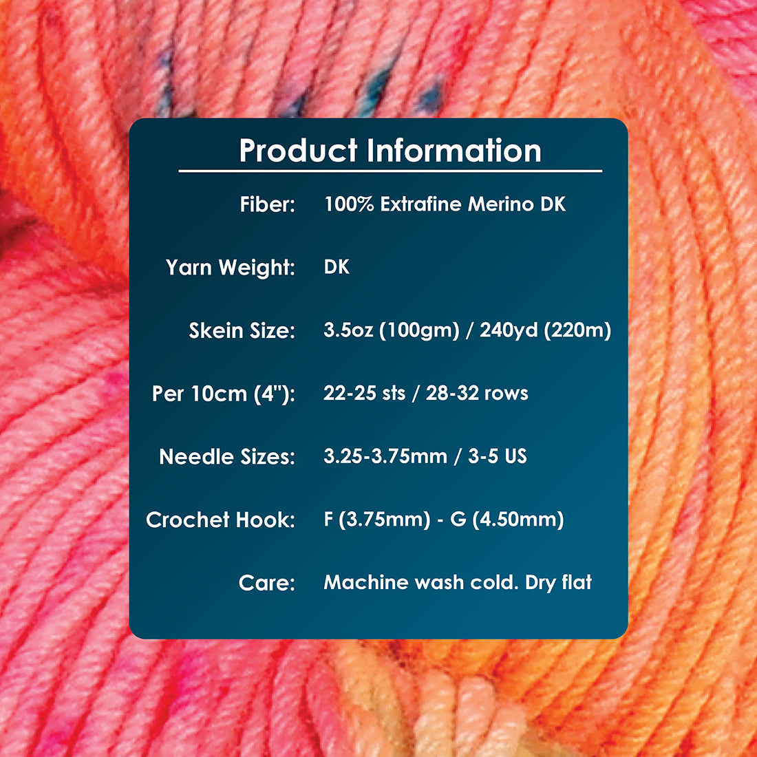 Skein of Symfonie Viva DK merino yarn in Galaxy Glow
