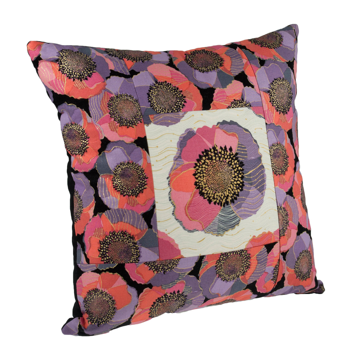 Black cotton cushion back with zip