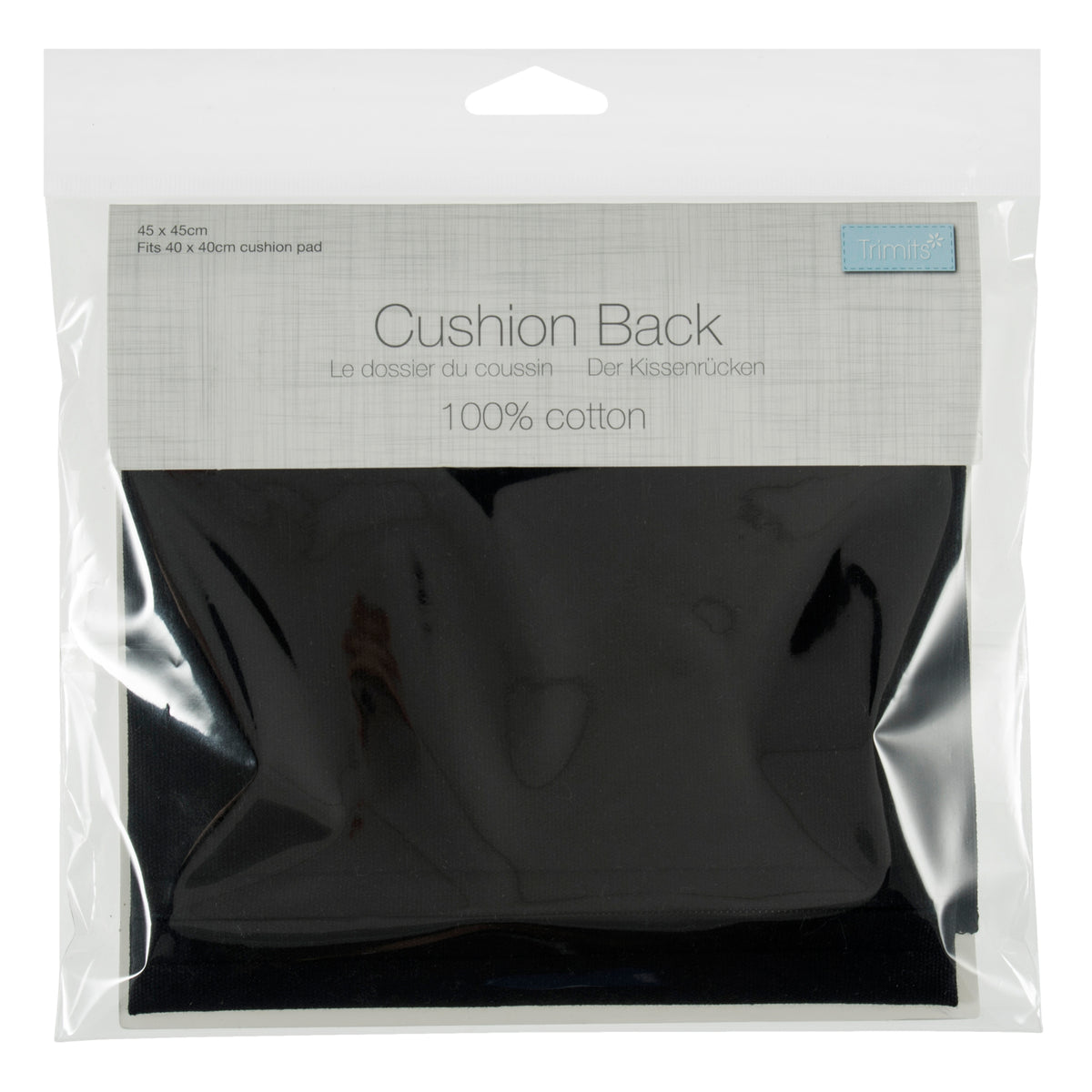 Black cotton cushion back with zip