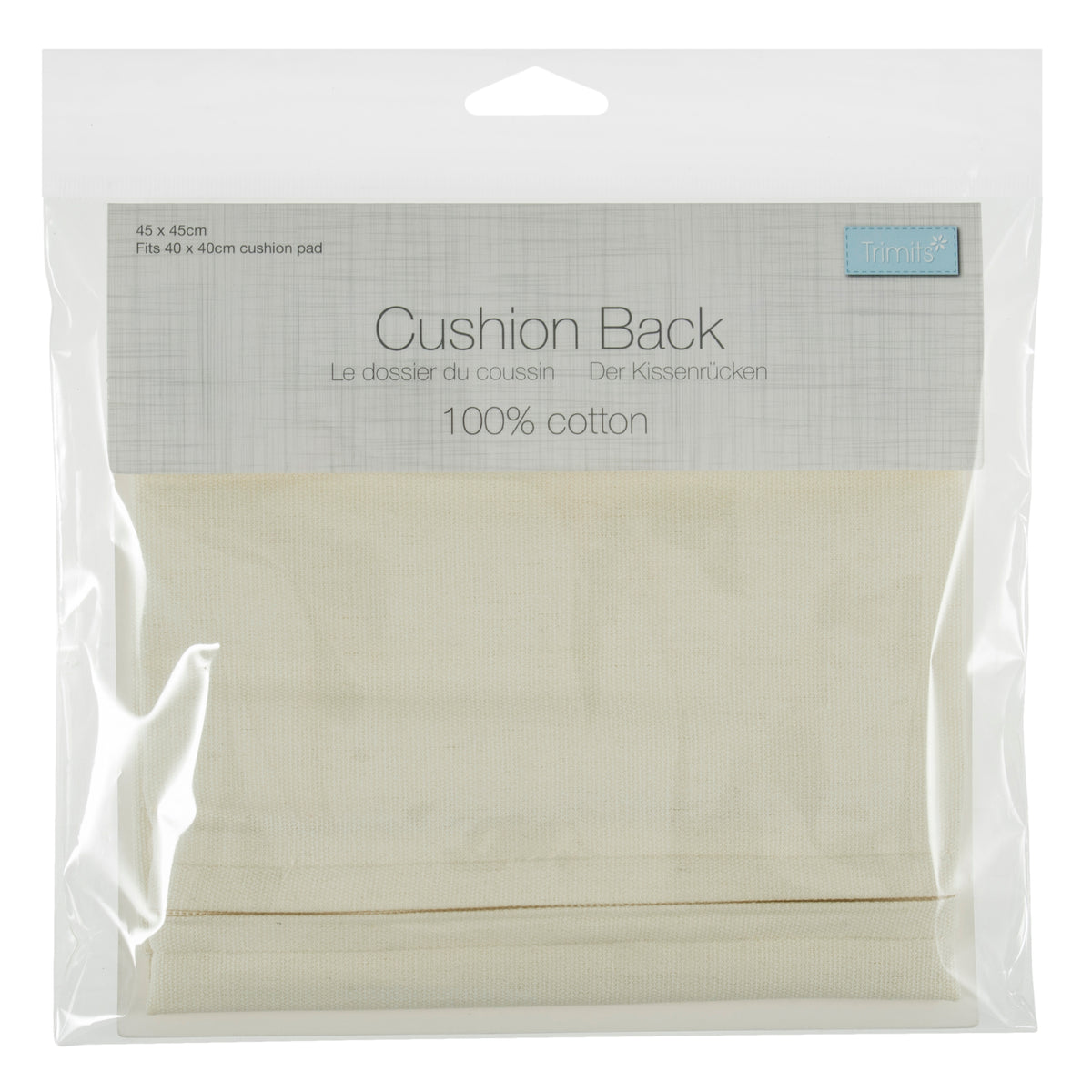 Cream cotton cushion back with zip