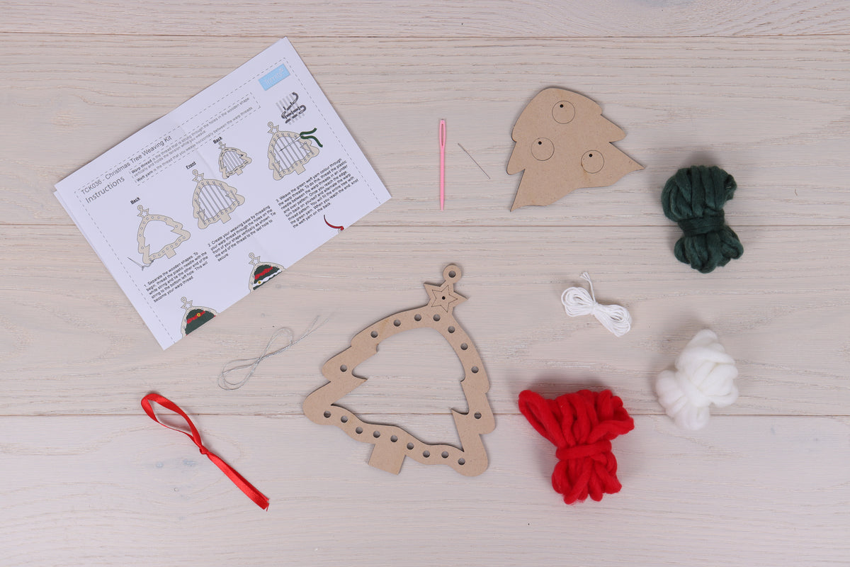 Woven yarn tree decoration kit