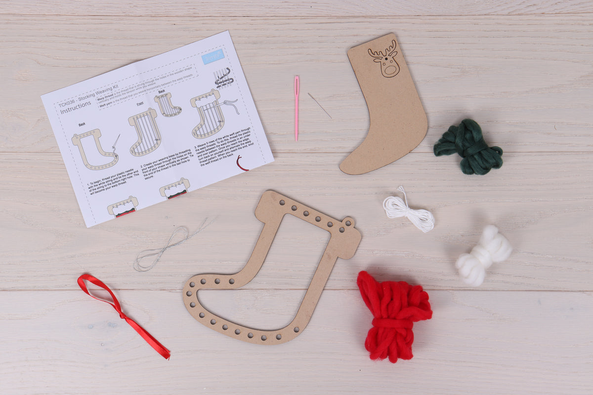 Woven yarn stocking decoration kit