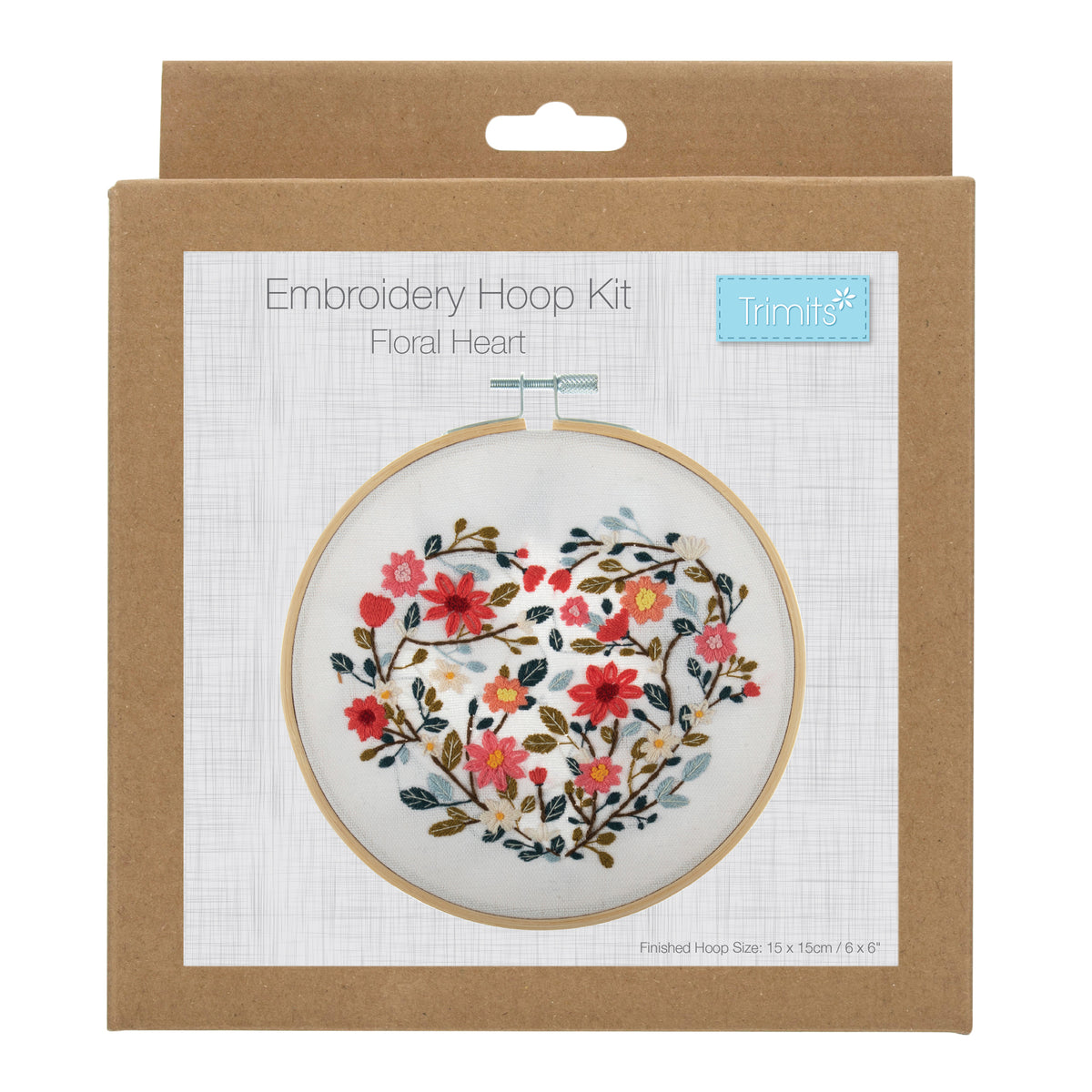 Trimits Embroidery Kit with Hoop - Floral Heart
