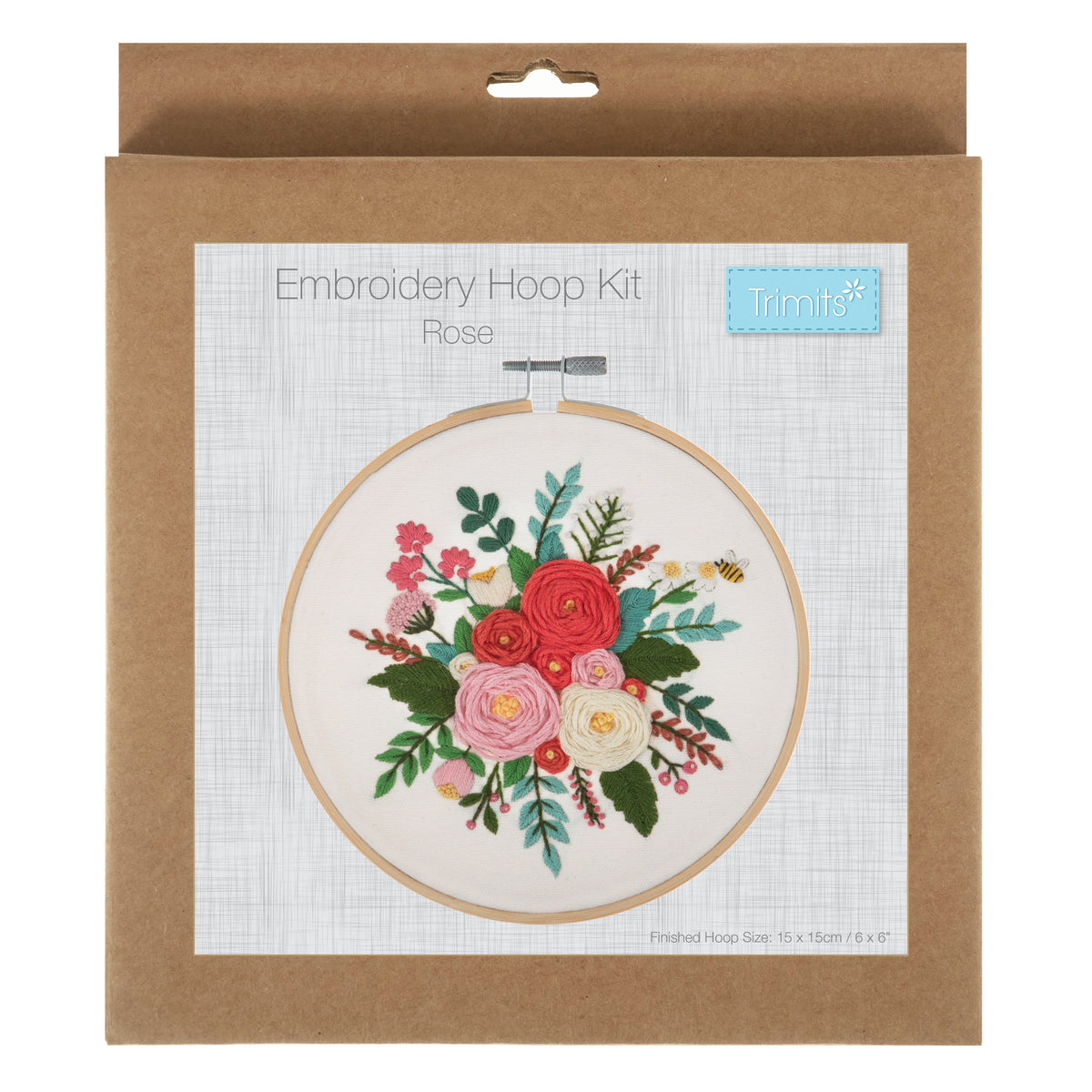 Trimits Embroidery Kit with Hoop - Rose