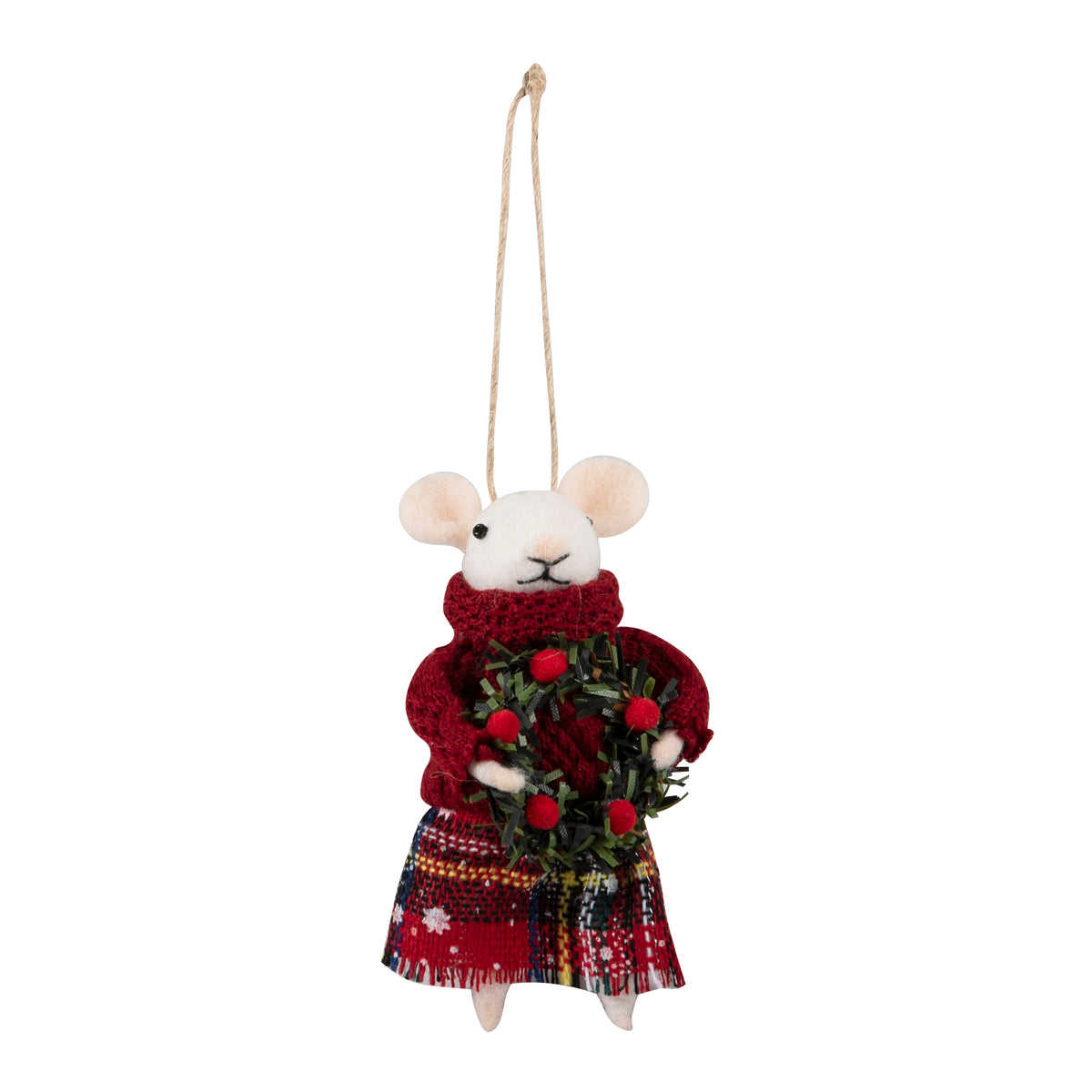 Finished needle felted mice tartan trio from Trimits kit