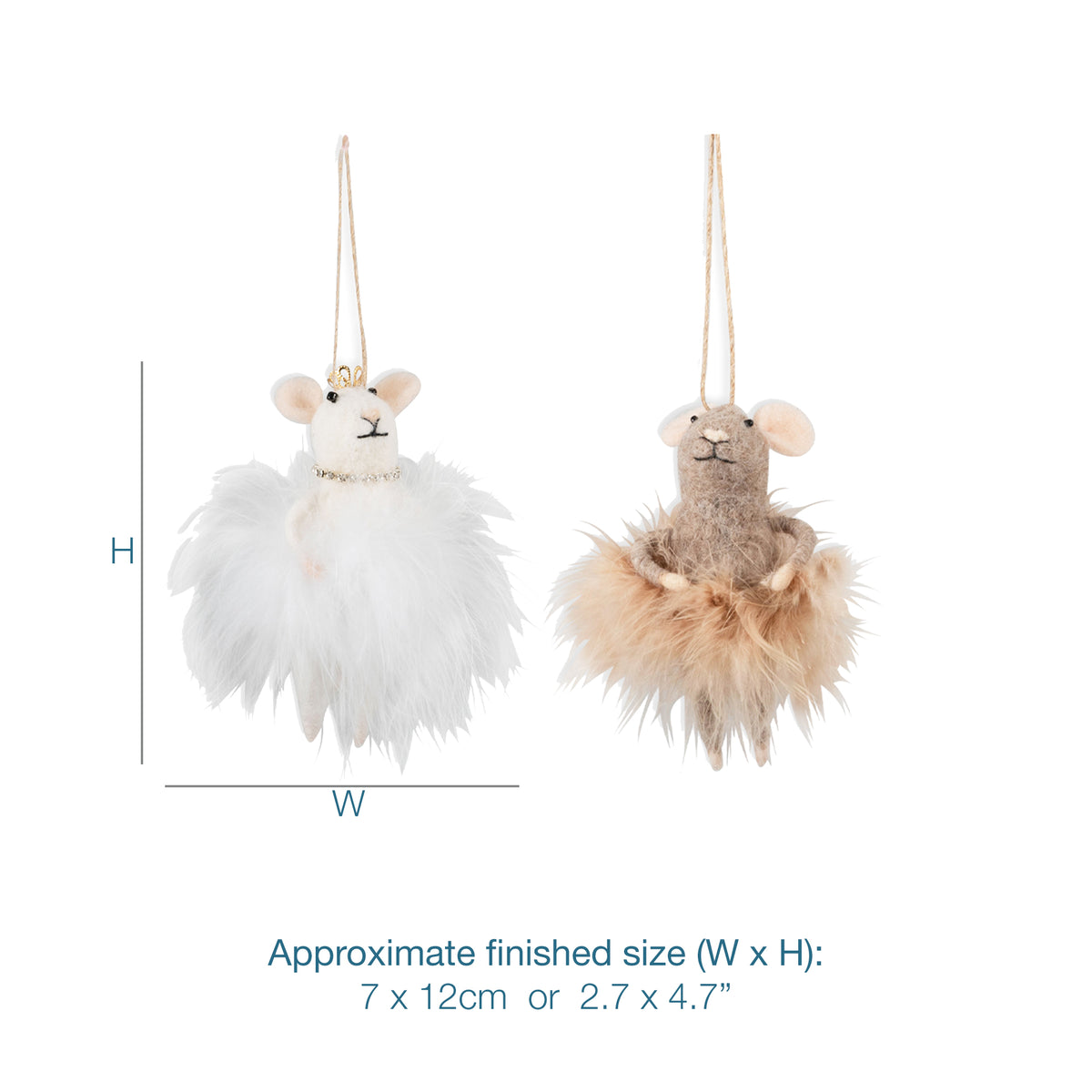 Finished needle felted fairy mice duo from Trimits kit