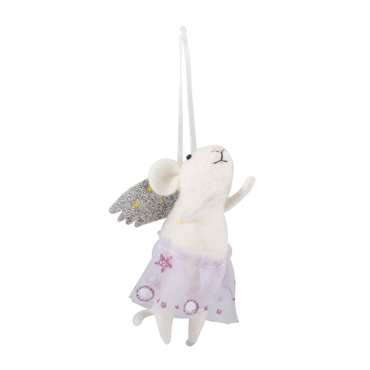 Finished needle felted angel star mice duo from Trimits kit