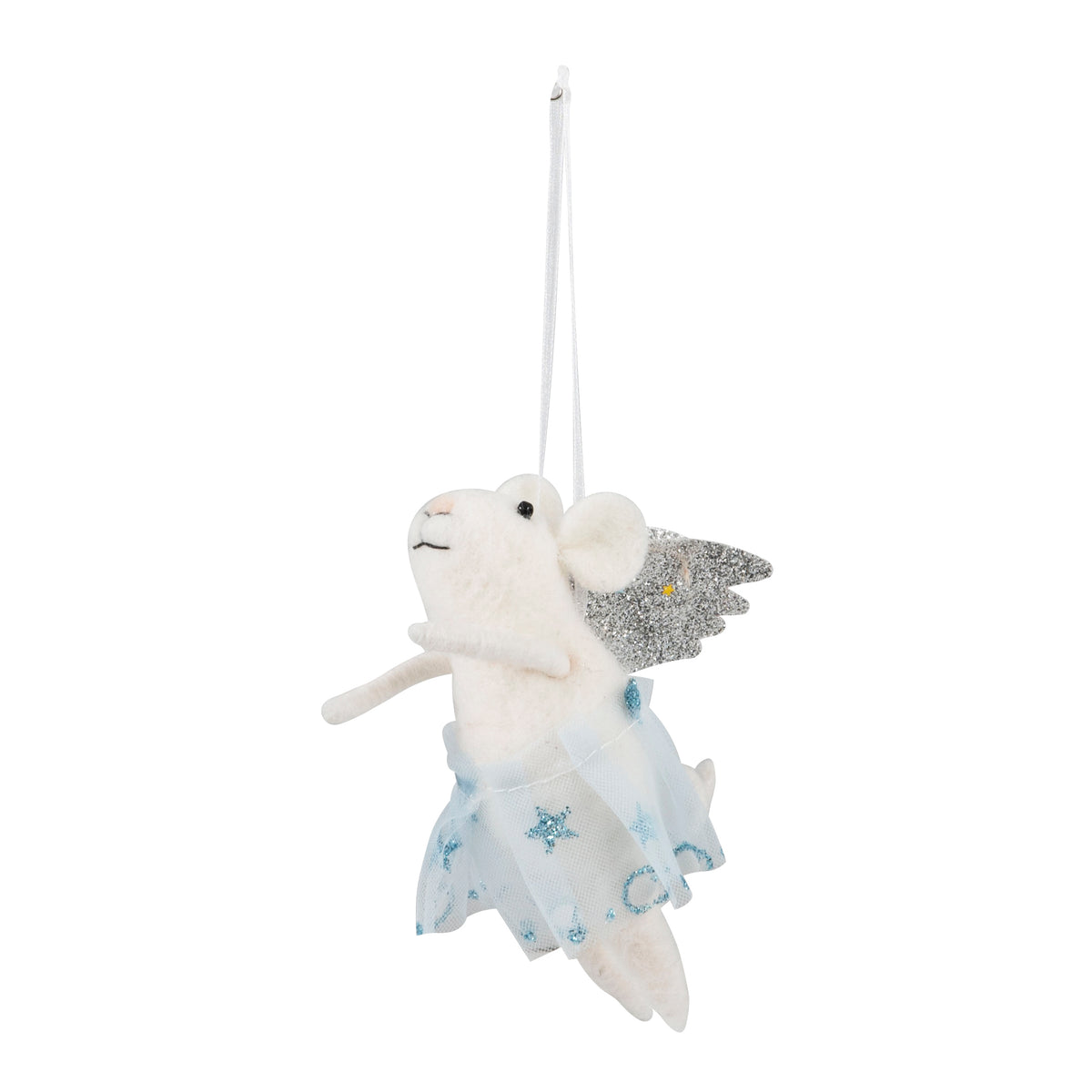 Finished needle felted angel star mice duo from Trimits kit