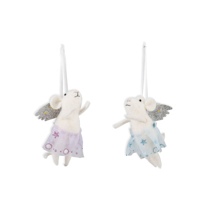 Finished needle felted angel star mice duo from Trimits kit