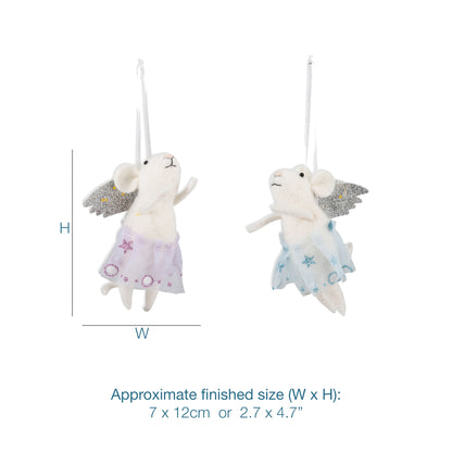 Finished needle felted angel star mice duo from Trimits kit