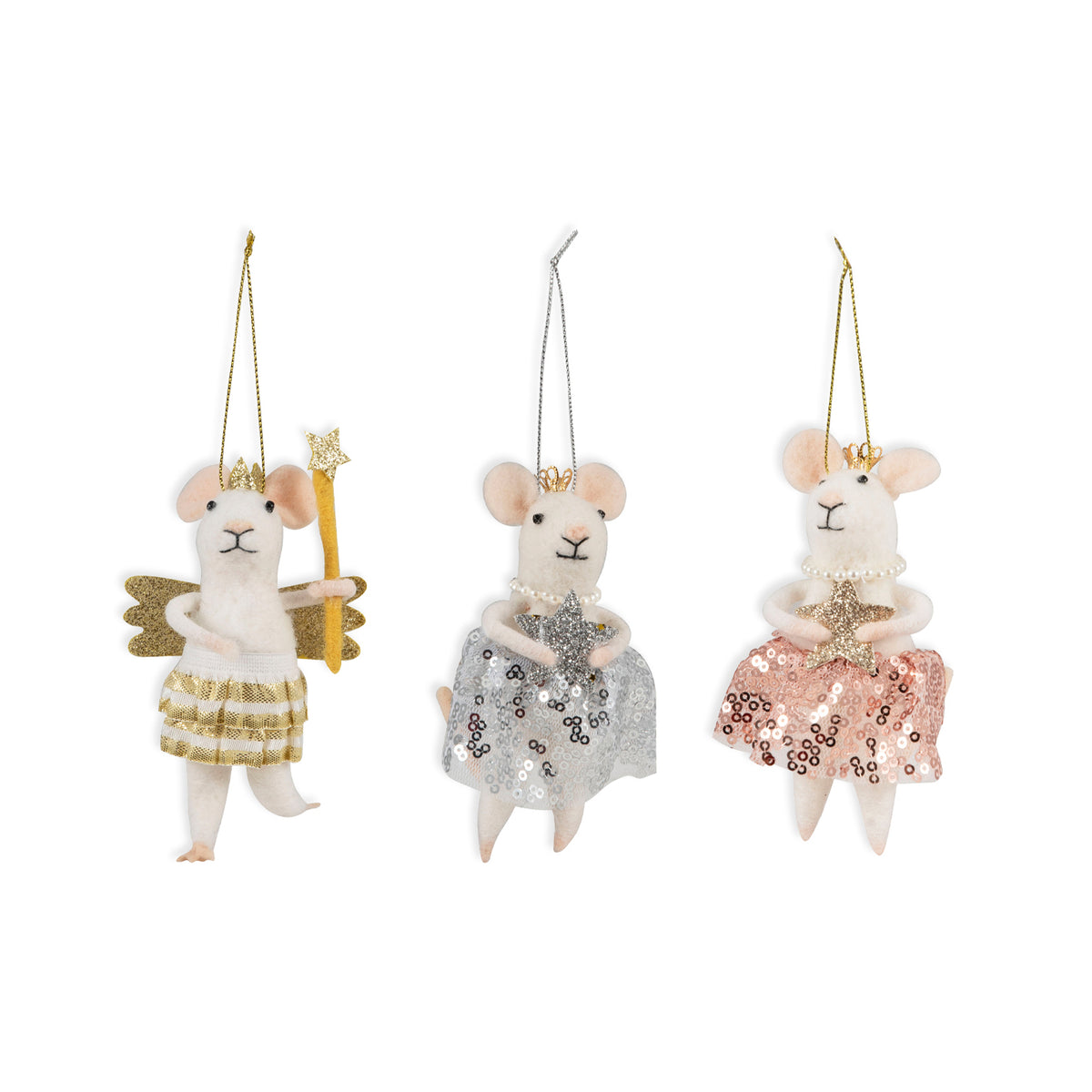 Finished needle felted ballerina mice trio from Trimits kit