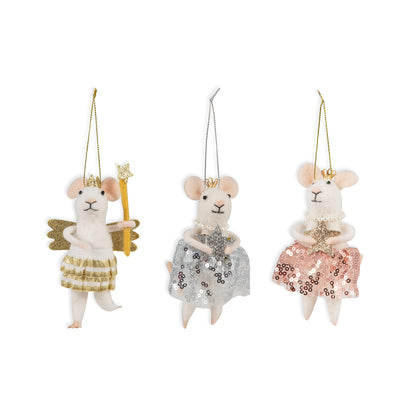 Finished needle felted ballerina mice trio from Trimits kit