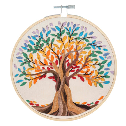 Finished tree of life embroidery in a 15cm bamboo hoop