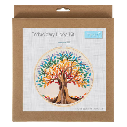 Finished tree of life embroidery in a 15cm bamboo hoop
