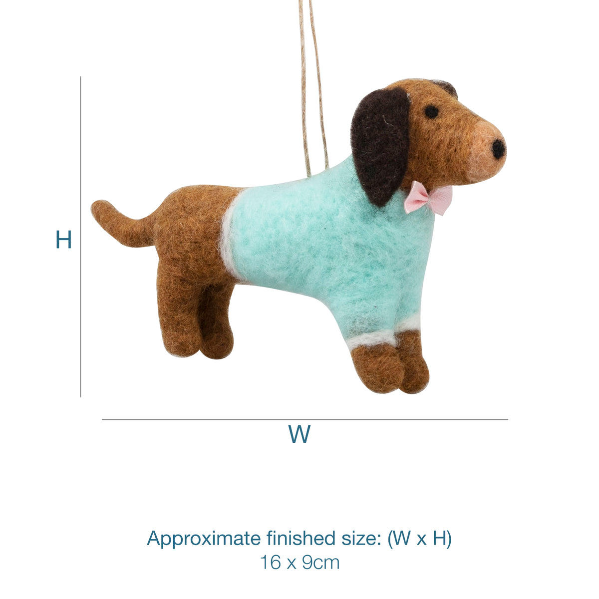 Finished needle felted dachshund from Trimits kit