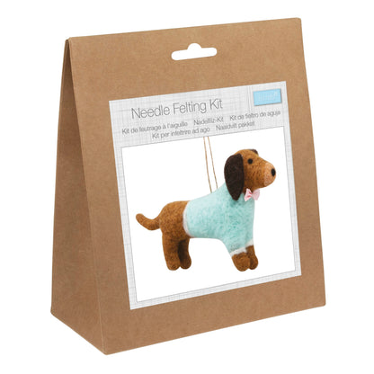 Finished needle felted dachshund from Trimits kit