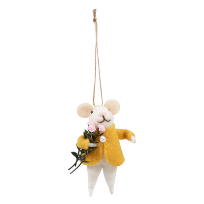 Finished needle felted flower mouse from Trimits kit