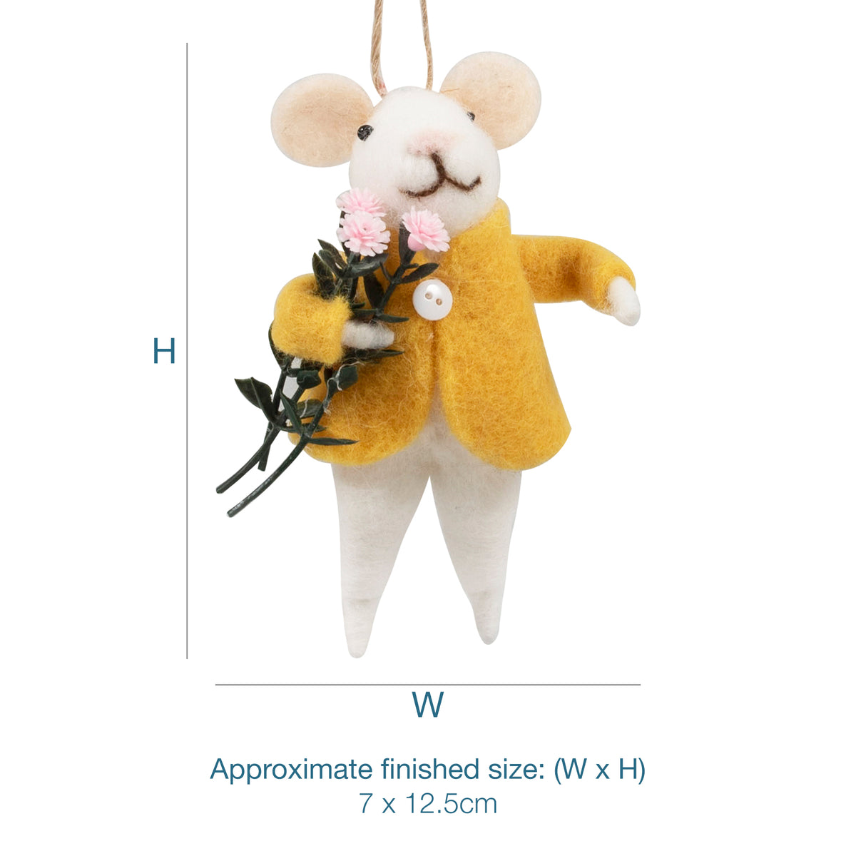 Finished needle felted flower mouse from Trimits kit