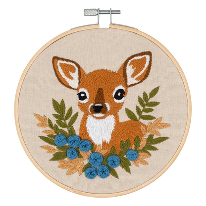 Finished deer embroidery in a 15cm bamboo hoop