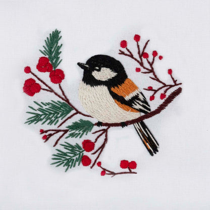 Finished mini bird embroidery in a 10cm bamboo hoop