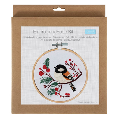 Finished mini bird embroidery in a 10cm bamboo hoop