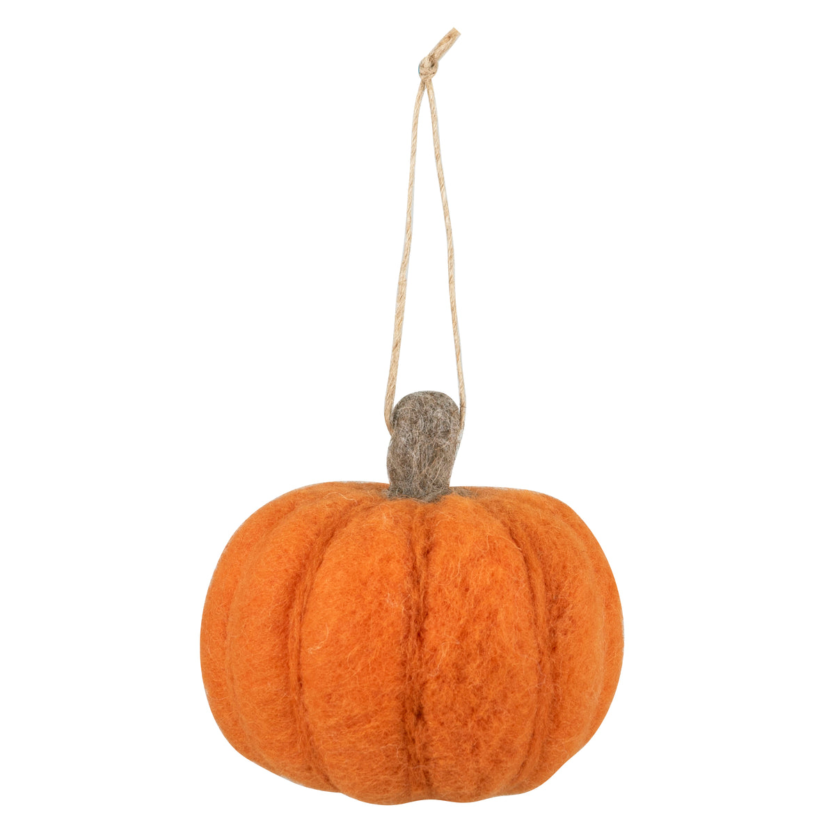 Finished needle felted pumpkin decoration from the Trimits kit