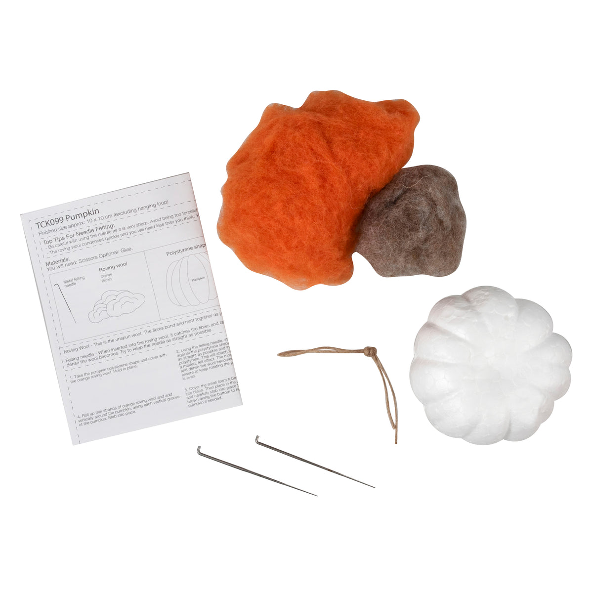 Finished needle felted pumpkin decoration from the Trimits kit