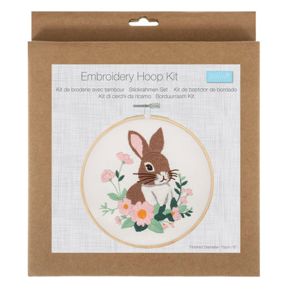 Finished rabbit embroidery in a 15cm bamboo hoop