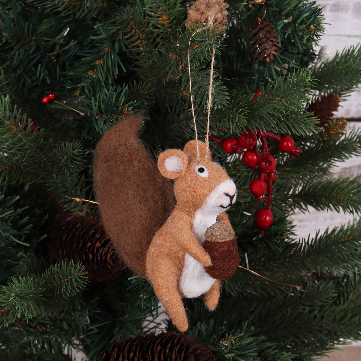 Finished needle felted squirrel decoration from the Trimits kit