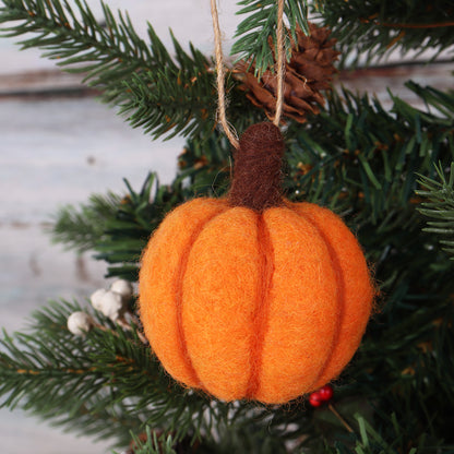 Needle felted autumn pinecone, pumpkin, toadstool and leaves