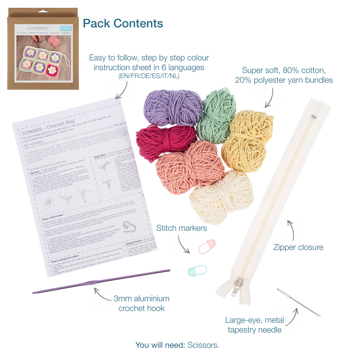 Crocheted bag with zip from the Trimits kit
