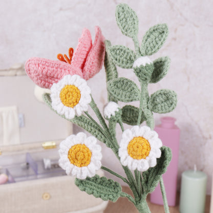 Crocheted flowers on wire stems