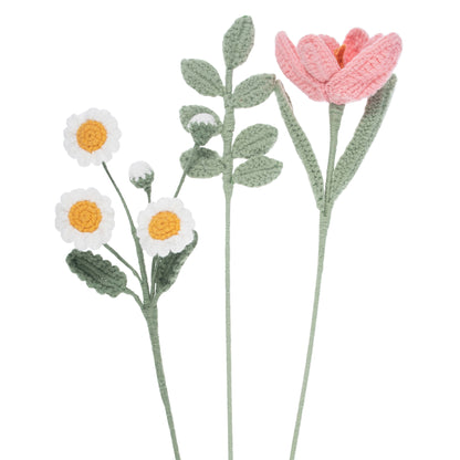 Crocheted flowers on wire stems