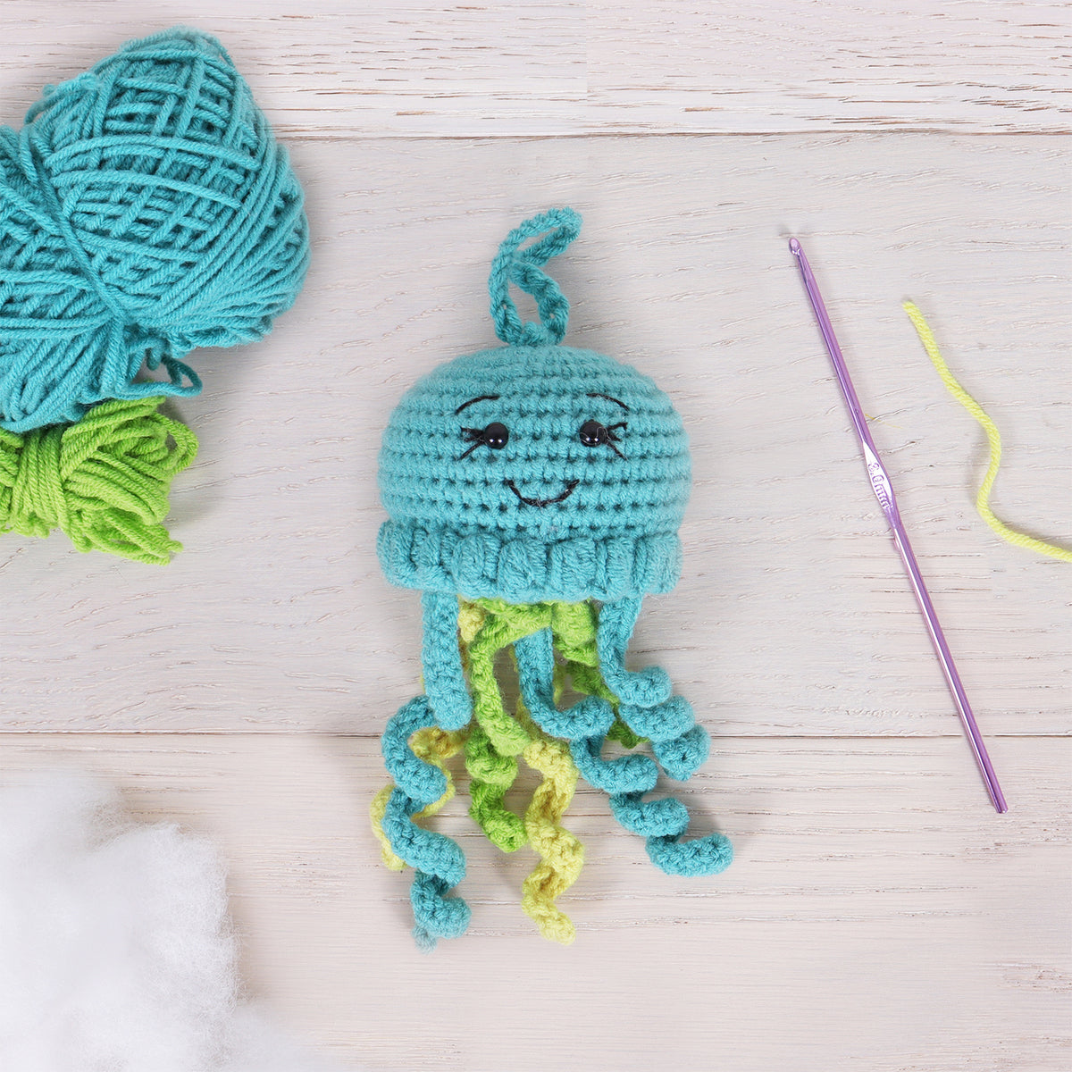 Crocheted amigurumi jellyfish