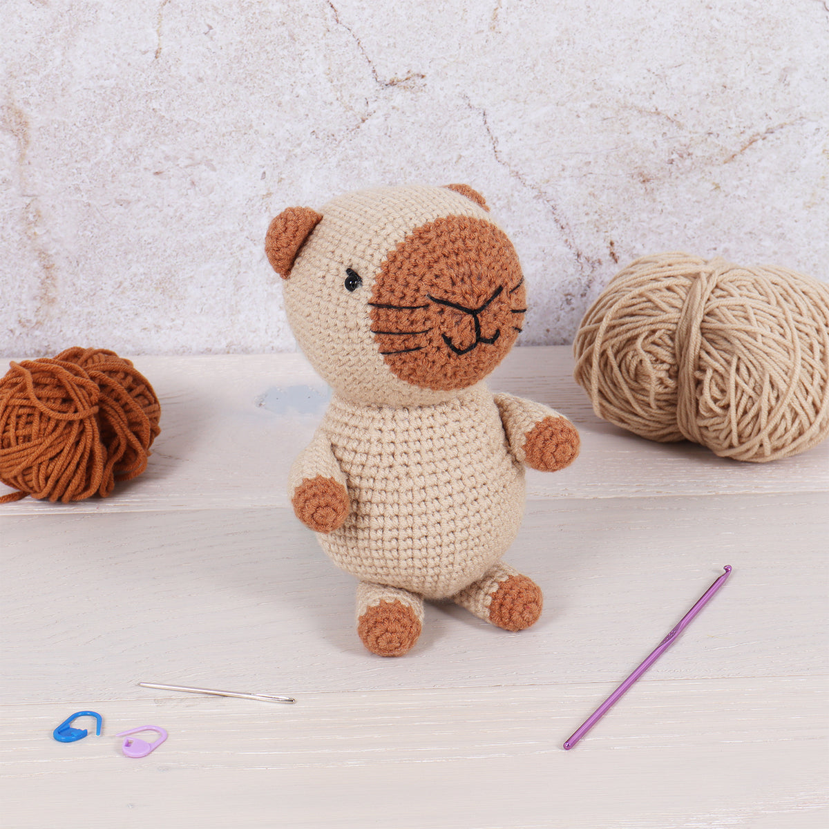 Crocheted amigurumi capybara
