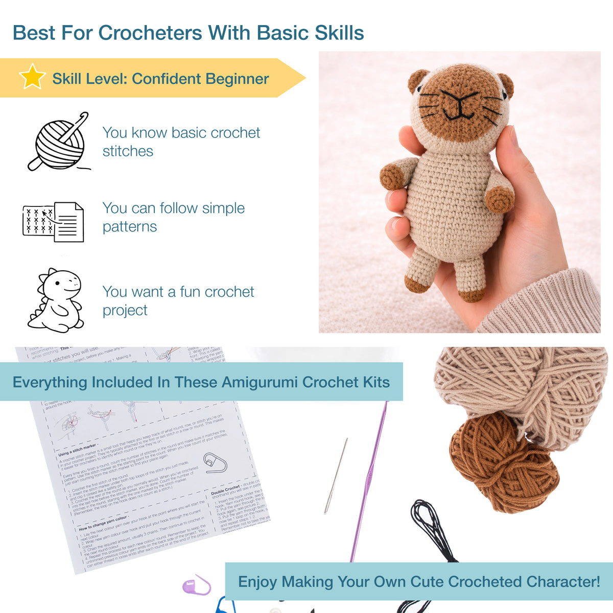 Crocheted amigurumi capybara