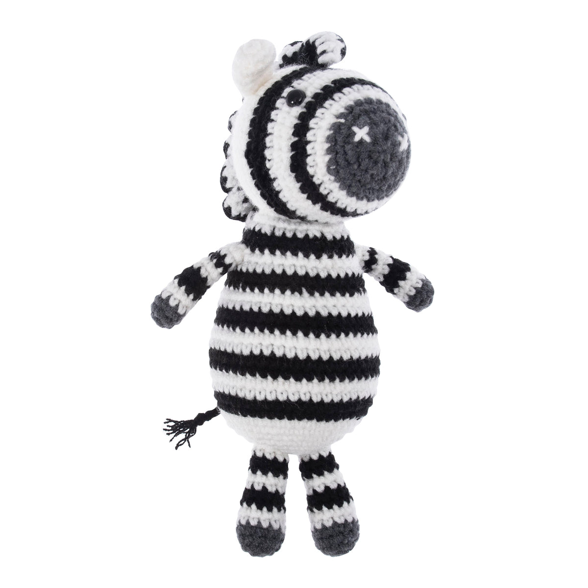 Crocheted amigurumi zebra