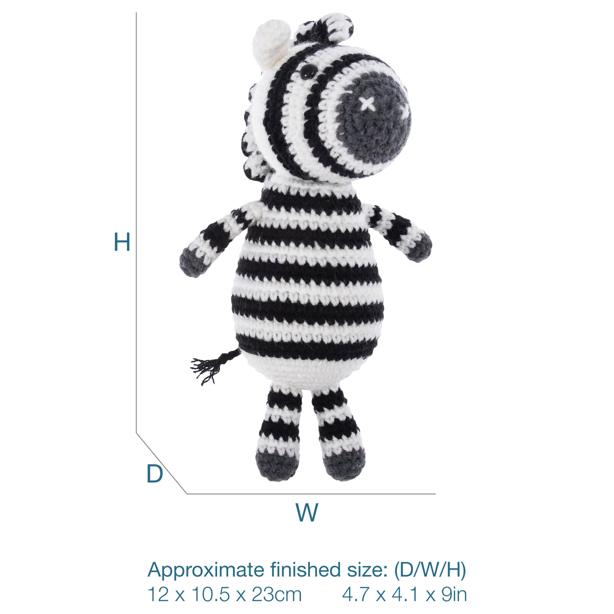 Crocheted amigurumi zebra