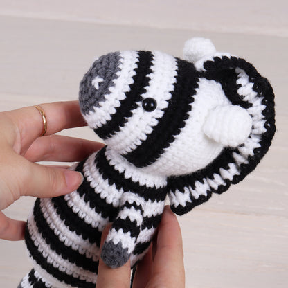 Crocheted amigurumi zebra