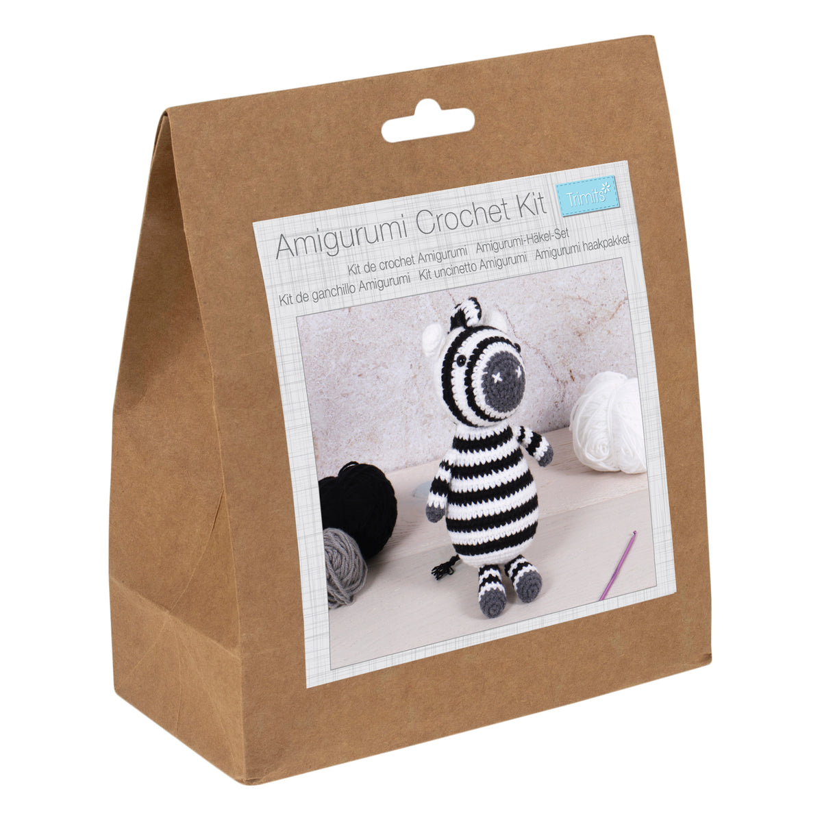 Crocheted amigurumi zebra