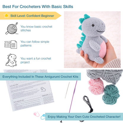 Crocheted amigurumi dinosaur