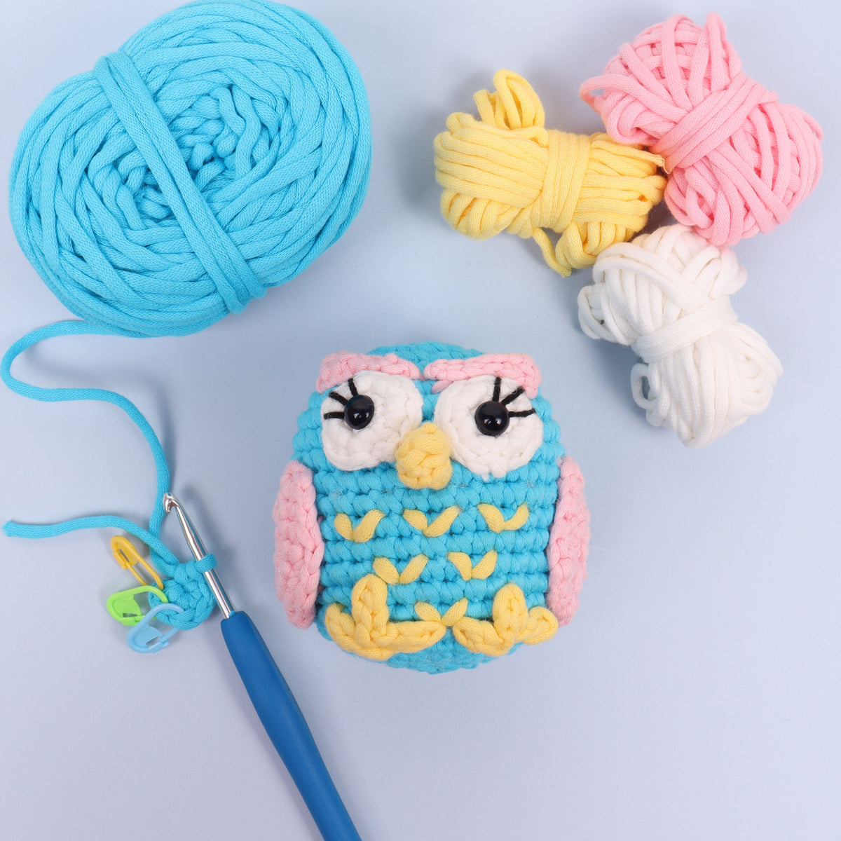 Crocheted amigurumi owl