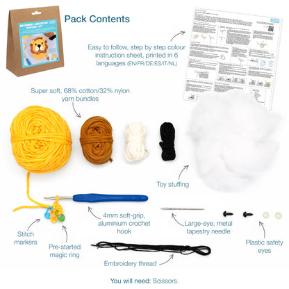 Trimits beginners amigurumi crochet lion kit with finished lion
